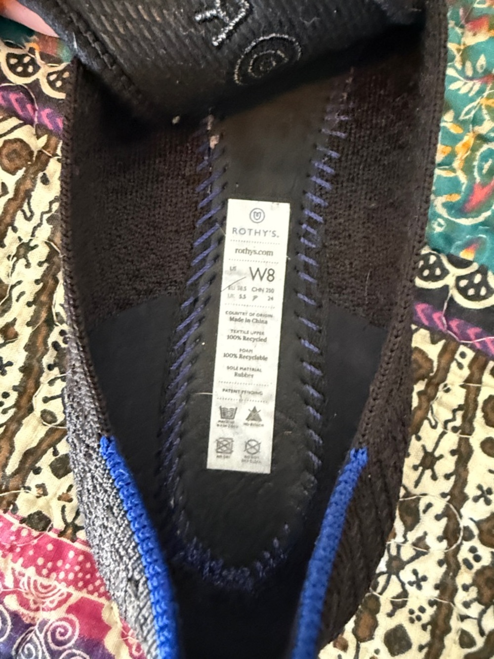 Rothy's Black Knit Flats with Blue Trim - Picture 3 of 4